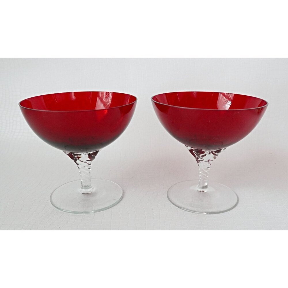 4 Vintage Blefeld Royal Ruby Stem Wine Glasses Barware - Picture 2 of 6
